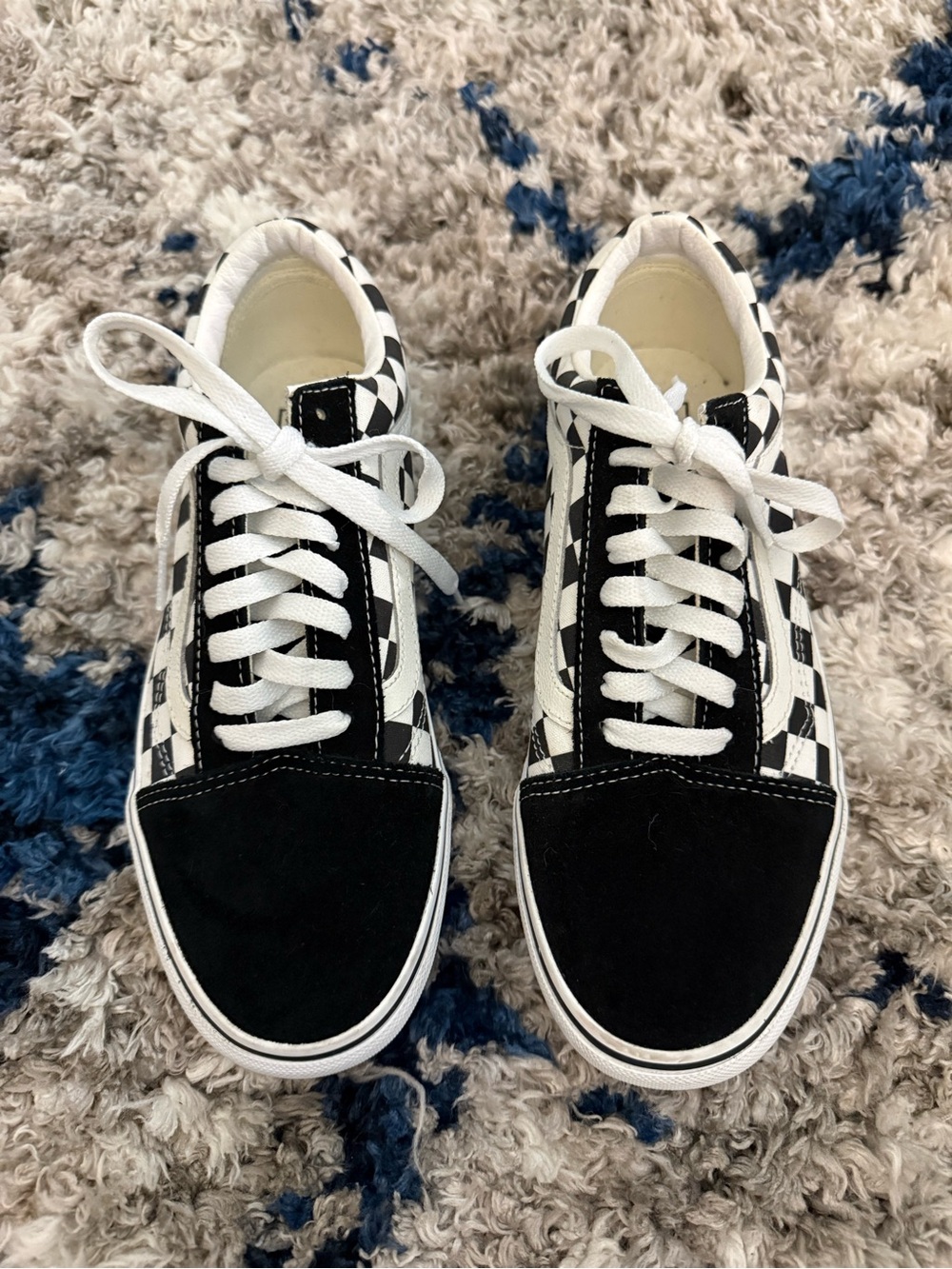 Vans Women's Low-Top Checkerboard Sneakers - Black & White